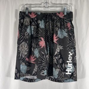 Hurley Board Shorts Men's Medium Grey Hawaiian Pull On Drawstring Pockets Lined